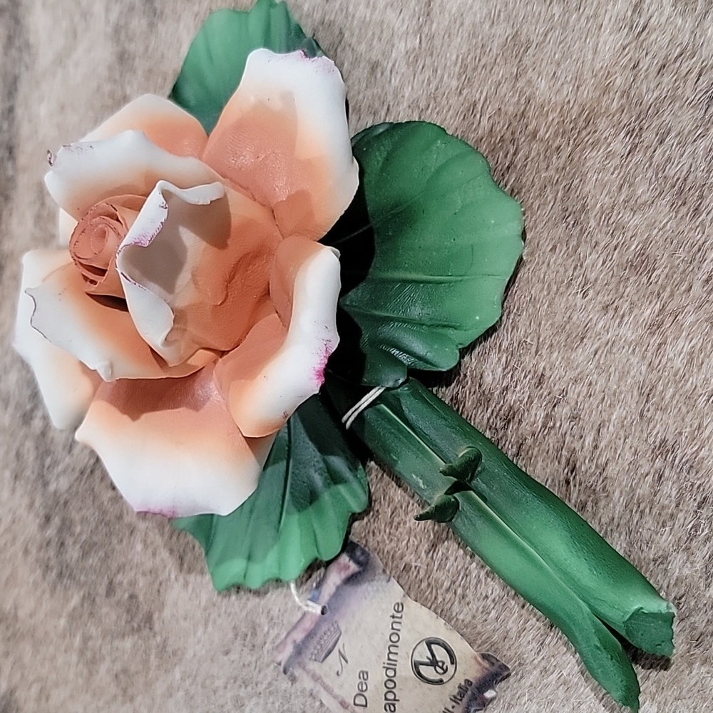 Vtg. Capodimonte Italian Porcelain Rose
